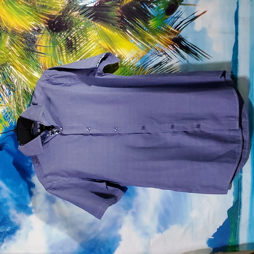 AZARO UOMO men's button down Short sleeves casual dress Shirt Slim fit s…